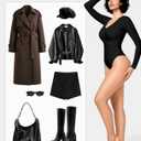 Upushall Long Sleeve Bodysuits for Women Sexy Thong V Neck Body Suits Double Lined Bodysuit, Black S (Black, S)