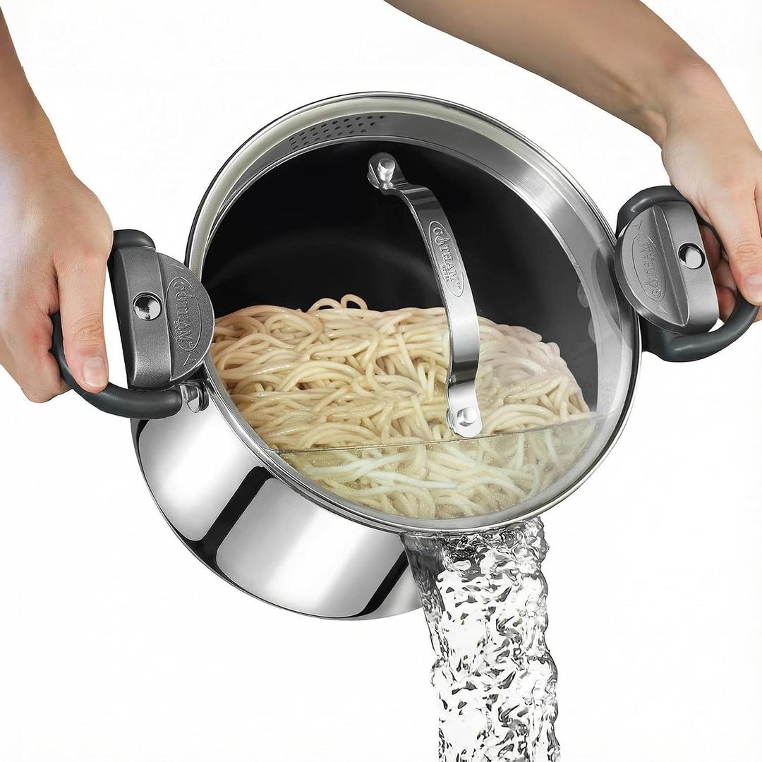GOTHAM STEEL 8 Qt Stainless Steel Stock Pot Multipurpose Pasta Pot, 8 Quarts