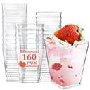 Eupako 160 Pack 5 OZ Plastic Mini Dessert Cups - Clear Small Parfait Cups, Square Appetizer Cups for Fruit, Pudding, Mousse, Ice Cream, Party, Wedding, Valentine's Day