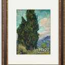 Yaetm 16x20 Vintage Picture Frame, Ornate Antique Bronze 16x20 Frame for Wall, White Mat for 11x14 Photos, 1.4-inch Wide Molding - Portrait or Landscape - Wall Mount for Home (Brown/Gold, Single)