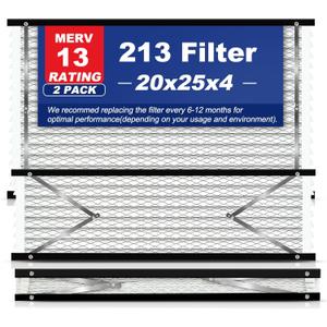 2-Pack 213 Replacement Filter Compatible with AprilAire Whole House Air Purifiers, Models 1210, 1620, 2210, 2216, 3210, 4200, MERV 13 Air Purifiers, Size:20x25x4(Actual size:21.18x24.8x4.02in)