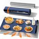Food Warming Mat with Heat-Resistant Pad, 6 Temperature & 6 Timer Settings, Child Lock Safety, Electric Warming Tray for Gatherings,Parties,Everyday Use (Dark Blue)