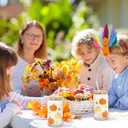 Whaline 2 Pack Fall Drinking Glasses 16oz Pumpkin Flower Star Glass Cup Orange Apricot Pumpkin Iced Coffee Cup with Lid Straw for Autumn Thanksgiving Cocktail Whiskey Beer Soda