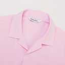 Men's Short Sleeve Button Down Shirt Cuban Collar Anti-Wrinkle Shirt Casual Summer Beach Shirt (Pink, XXXL)