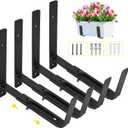 LukLoy Window Box Brackets, 4 Pack Adjustable Heavy Duty Wall Mount Flower Box Holder (6 to 12 in), with 70lbs Capacity, Black