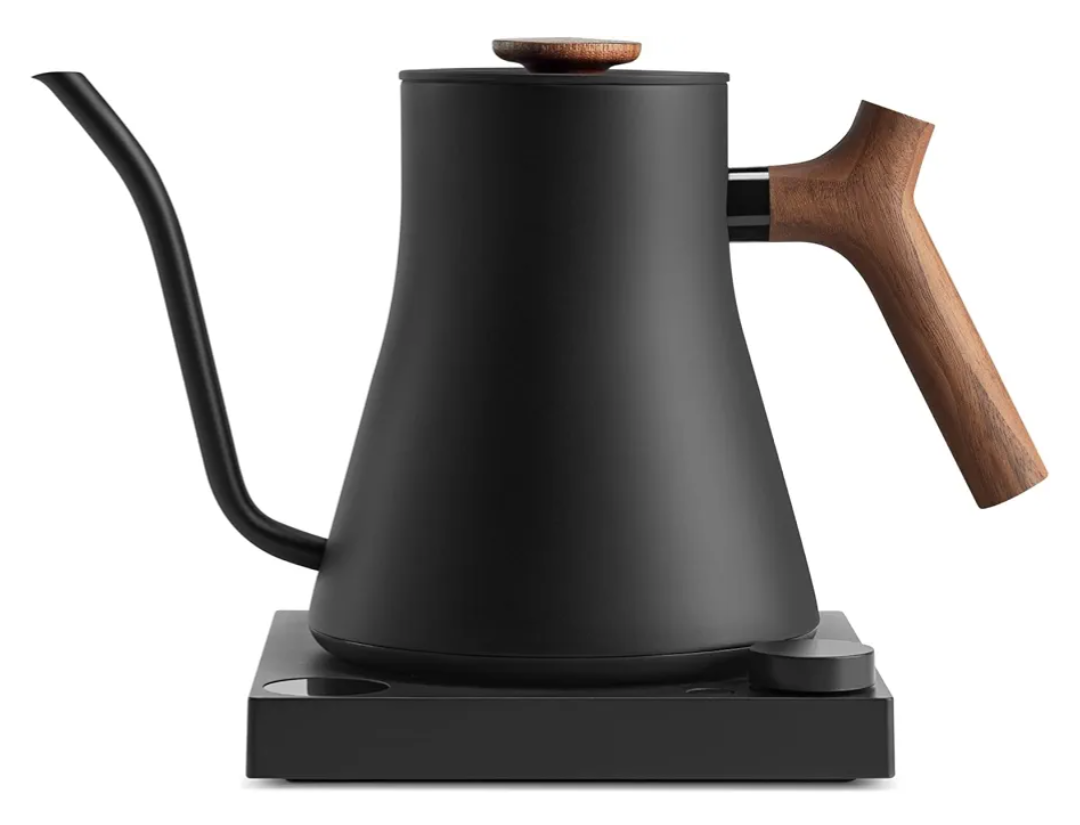 Fellow Stagg EKG Pro Electric Gooseneck Kettle - Pour-Over Coffee and Tea, Quick Heating, Precise Temperature Control, Scheduling, Built-in Brew Timer, Matte Black with Walnut Wood Handle, 0.9 Liter