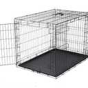Amazon Basics Portable, Collapsible Metal Wire Dog Crate with Removable Tray, Double Door, Easy to Assemble, Divider Panel for Large Dogs, 42" x 28" x 30", Black