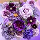 ASTRYAS Purple Artificial Flowers Combo Mix Fake Roses Faux Peony Silk Dahlia with Stems for DIY Wedding Bouquets Centerpieces Arrangements Bridal Shower Party Home Decorations Floral Arrangements