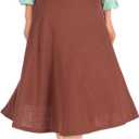 Dani's Choice Everyday High Waist A-line Flared Skater Midi Skirt (Brown, S)