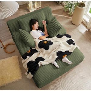 KEIKI Indoor Single Chaise Sofa, Modern Corduroy Lounger, Comfortable Reclining Sleeper Chair for Balcony, Corner, or Relaxation Area, 60"L 40"W