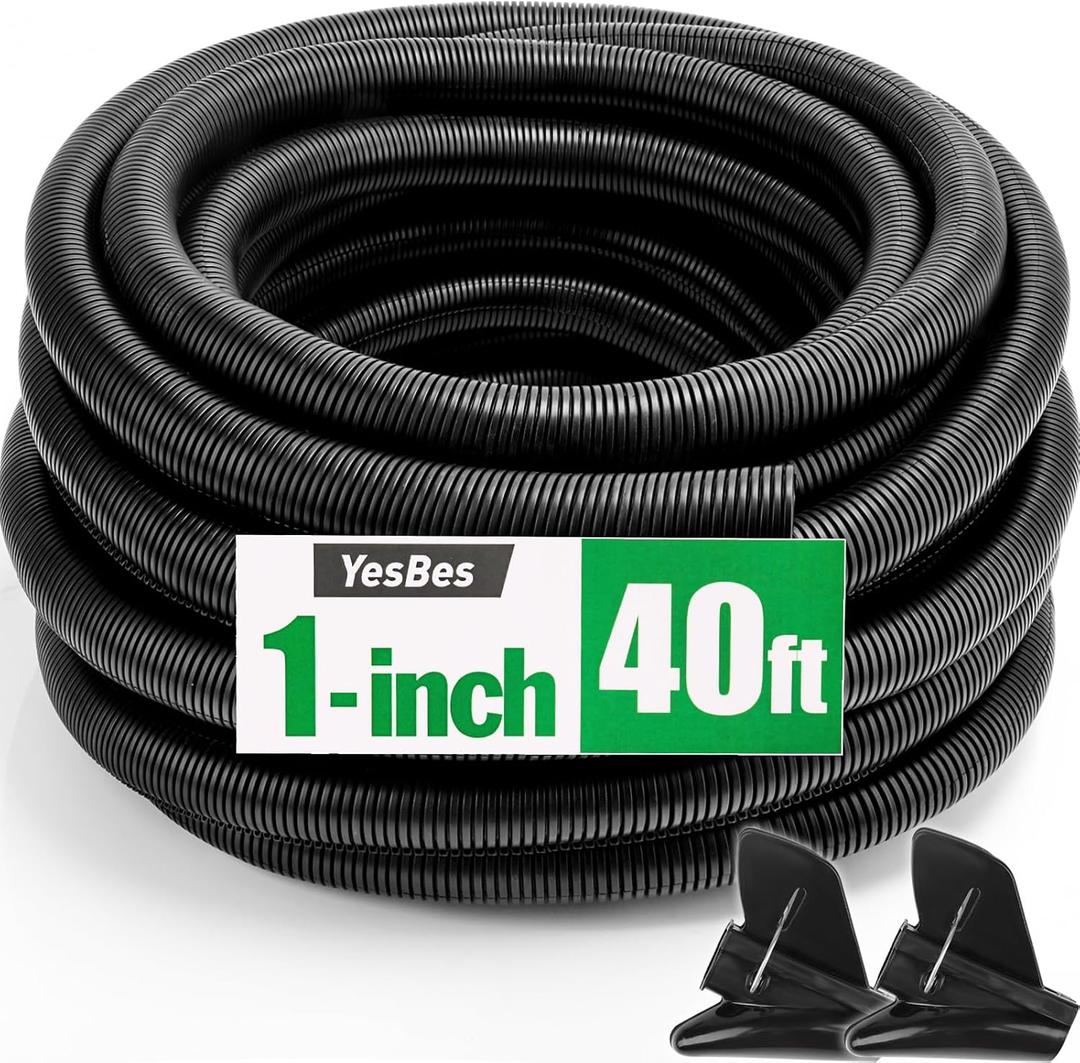 40 FT Wire Loom 1 Inch, Split Wire Loom Tubing Wire Conduit, Wire Protector Tubing  Black