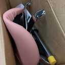KKTONER Rolling Saddle Stool PU Leather Swivel Adjustable Rolling Stool with Wheels Salon Chair (Pink)