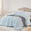 Queen Comforter Sets SkyBlue,3PCS Soft Lightweight Breathable Bedding Comforter Sets for All Season, Queen Size(90''90'' Comforter & 2 Pillowcases)