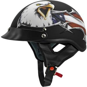 VCAN Cruiser Patriotic Eagle USA Graphics Motorcycle Half Helmet (Large, Flat Black Usa)