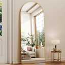 XRAMFY 56" x21 Arched Full Length Mirror Floor Mirrors with Aluminum Alloy Frame Free-Standing Wall Mounted Floor Mirrors or Large Dressing Mirror, Gold Mirror Full Length