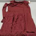 dowerme Women Fall Dresses 2025 Casual Long Sleeve Crewneck A-Line Boho Eyelet Cotton Maxi Wedding Guest Dress Pockets, Size Medium