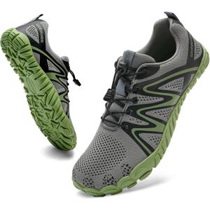 WateLves Barefoot Water Shoes Women Men Breathable Wide Width Toe Box Beach Walking Shoes Comfortable Slip On Minimalist Sneakers for Travel Hiking (11 Women/9.5 Men, A-grey/Green)