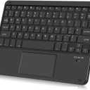Wireless Bluetooth Keyboard, Rechargeable Bluetooth Keyboard with Trackpad, Compatible with iPad, Smartphone, Computer, Windows, iOS, Android, Black
