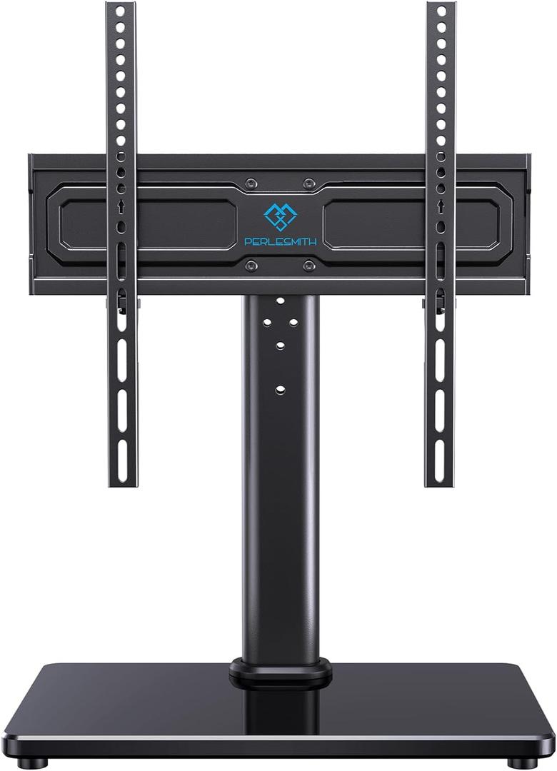 PERLESMITH Universal Swivel TV Stand for 24-60 inch TVs up to 99 lbs, 12 Height Adjustable Table Top TV Stand, TV Base Stand with Tempered Glass Base, Max VESA 400x400mm, PSTVS33