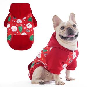 KOOLTAIL Christmas Dog Hoodie for Small Medium Large Dogs - Warm Clothes with Leash Hole, Soft Winter Pet Sweater Hat Hooded Sweatshirt, Clod Weather Coat Outfit for Puppy Cat Girls Boys Red Green, S : Pet Supplies