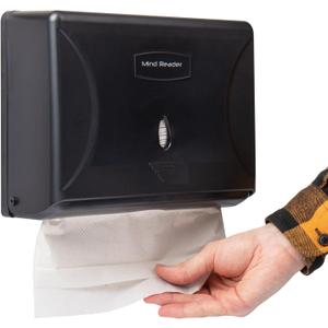 Mind Reader Paper Towel Dispenser, Tri-Fold Towel Holder, Restroom, Wall Mount, Bathroom, 10.25"L x 3.75"W x 8"H, Black (1-Piece)