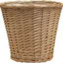 Household Essentials Willow Wicker Waste Basket, Medium, Handwoven with Built-in Plastic Liner, Durable and Attractive Weave, Tapered Design, Compact, Easy to Clean, Natural
