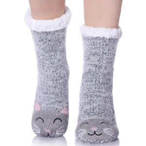 MQELONG Womens Super Soft Cute Cartoon Animal fuzzy Cozy Non-Slip Winter Slipper Socks