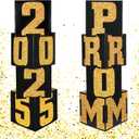 Queekay 8 Pcs Prom Column Standup Photo Booth Decorations 2025 Prom Backdrop Balloon Boxes Cardboard Decoration Column for Party College, 11.8 x 44.9 Inch(Gold, Black)