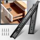 YENUO Full Extension Drawer Slides Side Mount 10 12 14 16 18 20 22 24 Inch Ball Bearing Dresser Cabinet Kitchen Black Rails Track Guide Glides Runners Heavy Duty 100 Lb (Black-Basic- 1 Pr,22 Inch)