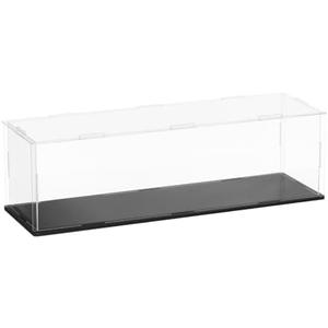 uxcell Acrylic Clear Display Case for Collectibles Self-Assemble Display Clear Boxes with Black Base Dustproof Countertop Storage Box for Collectible Figures, 13.8 x 3.9 x 3.9 Inch