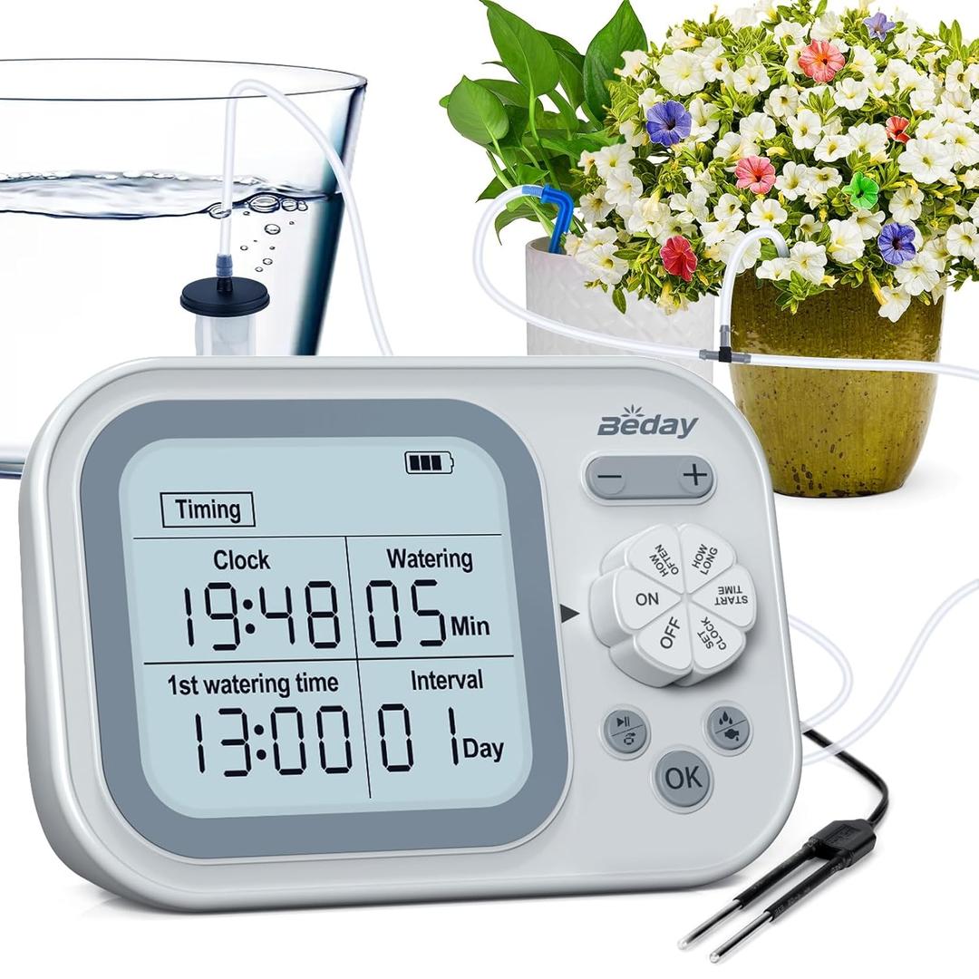 Automatic Plant Waterer Indoor Self Watering System for 15 Potted Plants, Auto Drip Irrigation Kit Programmable Water Timer with Smart Humidity Detection, Pack of 1