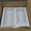 Houmury Set of 2 Hurricane Candle Holders Lantern 12 & 10with Wood Base Metal Handle Glass Cylinder Modern Farmhouse Decor for Home Decoration, Table Centerpieces (Warm Amber Brown)