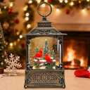Christmas Snow Globes Lantern, Red Birds & Tree Christmas Decorations Indoor, 6H Timer Battery & USB Powered Light Up Musical Snow Globes for Kids Women Adults Gift Thanksgiving Home Decor