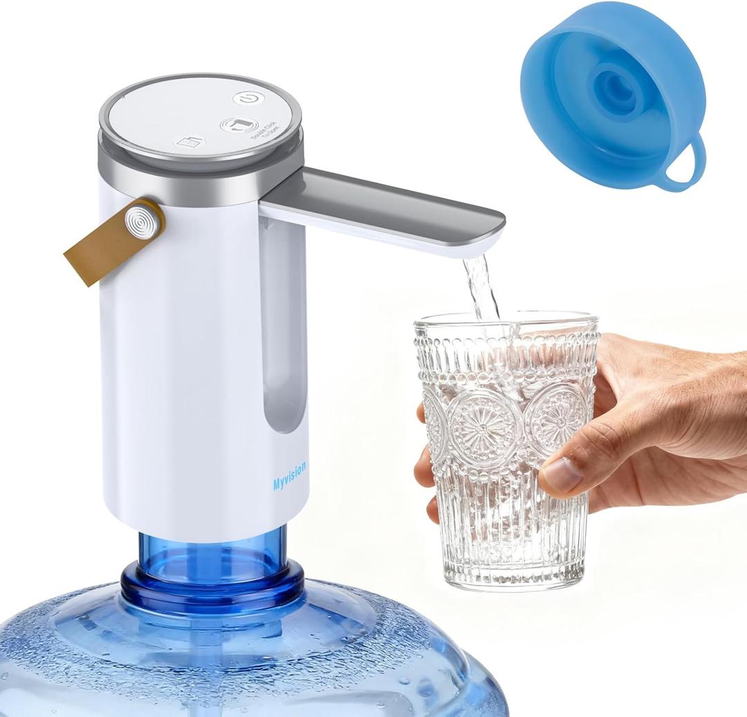 Myvision Water Dispenser for 5 Gallon Bottle, Portable USB Charging Electric Water Pump, Drinking Water Jug Pump for Home, Kitchen, Living Room, Office, Camping, Universal for 3-5 Gallon (Pro)