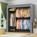 ULIFHOME F7C Clothes Rack with Cover, Covered Clothing Rack Heavy Duty