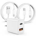 USB C Fast Charger for iPhone 15, 20W iPad Type C Rapid Charging Wall Charger Block for iPad Pro/Air/Mini, 6Ft Charing Cable Comptible with iPhone 15/14/13/12/11/X/XR/XS/8/7/6/5 Max Plus 1Pack White