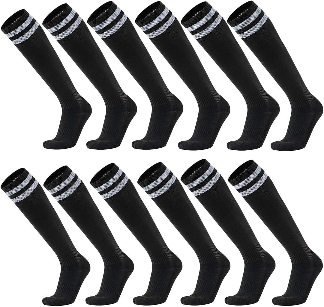 Ultrafun 6 Pairs Soccer Socks Color Stretchy Compression Knee High Tube Socks Football Athletic Socks for Men Women Teens (One Size)