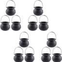 12 Pieces Halloween Mini Candy Kettles Novelty Cauldron Kettles Cups Plastic Mini Black Witch Cauldron Multi-purposed Novelty Candy Holder for Halloween