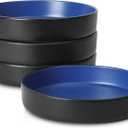 Stone Lain Albie Stoneware Bowl Set, 4-Piece Pasta Bowls for Kitchen, Ceramic Serving for Noodles, Fruit, Cereal, Dinner - Microwave & Dishwasher Safe, Black (Blue and Black)