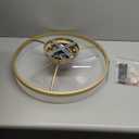 VOLISUN Low Profile Ceiling Fans with Lights and Remote, 19.7in Fandelier Ceiling Fan Flush Mount, 3000K-6500K Smart Bladeless LED Fan Light, Gold Modern Ceiling Fans with Lights for Bedroom