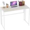 Gezen Folding Desk 40'' Computer Desk for Home Office, No Assembly Office Desk Foldable Simple Study Writing Desk Table for Small Spaces(Beige, White)