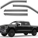 Window Rain Guards for 2015-2025 Ford F150 Supercrew Cab,Tape-On Rain Guards for Car Windows,Vent Deflector Visor,with Chrome Trim Window Visor,F150 Truck Accessories-4 Pcs
