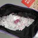 Mini Mahjong Set, American Mahjong Game Set with 160 Acrylic Tiles (0.94), 4 Pink Racks & Thickened White Carrying Bag and Accessories, Portable Travel Mahjong Tiles Set