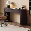 Merax Modern Retro Entryway Table, Rounded Console Table with3 Drawers and Open Hidden Storage for Living Room, Hallway and Office, Espresso