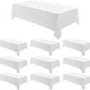 Rectangular Tablecloth 90x156 Inch 10 Pack White Table Cloths for 8ft Stain Resistant Decorative Washable Polyester Rectangle Tablecloths for Dining Table Banquets Buffet Parties and Wedding