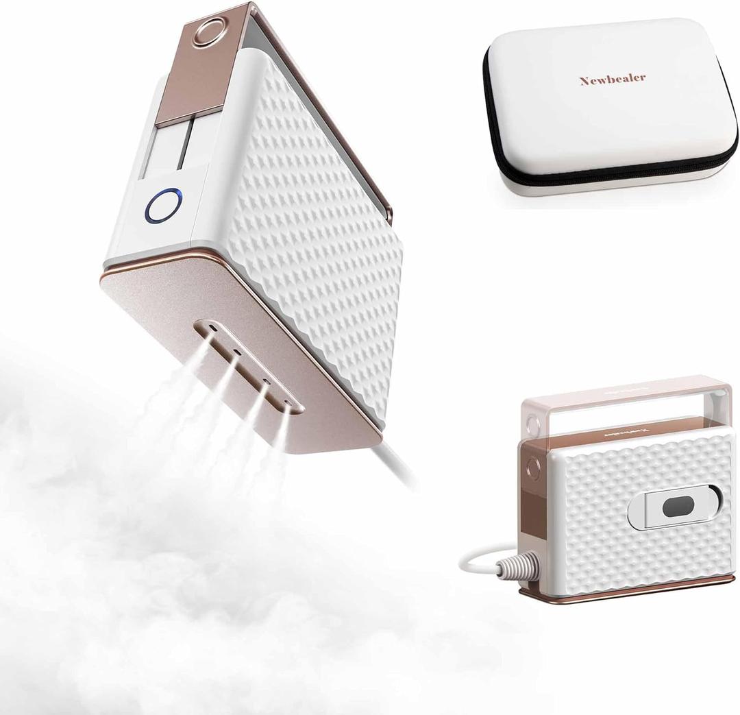 Newbealer Travel Steam Iron for Clothes, Global Voltage 100-240V Handheld Steamer, 293 Dry Ironing, Non-Stick Ceramic Soleplate, Horizontal & Vertical Steaming, Auto-off, Silicone Rest & Zipper Bag