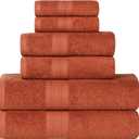 Superior Eco-Friendly Cotton 6-Piece Towel Set, Bathroom, Shower, Spa, Large and Small Assorted Towels for Home, Apartment, Dorm, 2 Bath, 2 Hand, 2 Face/Washcloth, Soft, Highly Absorbent, Copper