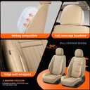 2-Seater Waterproof and Breathable Nappa Leather Car Seat Covers Full Set, Fit for Front Seats of Cars, Compatible with Airbags, Car Seat Protector Covers for Most Cars - Beige