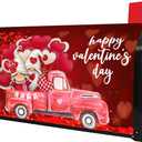Valentine's Day Mailbox Cover Magnetic Standard Size Red Truck Love Heart Post Letter Box Wraps Decorative Mailbox Covers for Outdoor Garden Yard Decor Valentines Decorations 21" x 18"