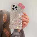 for iPhone 11 3D Glitter Sparkle Bling Case Cute Bow Pink Women Girls Kids Crystal Rhinestone Clear Protective Diamond Bumper Cover Case for iPhone 11 6.1 inch